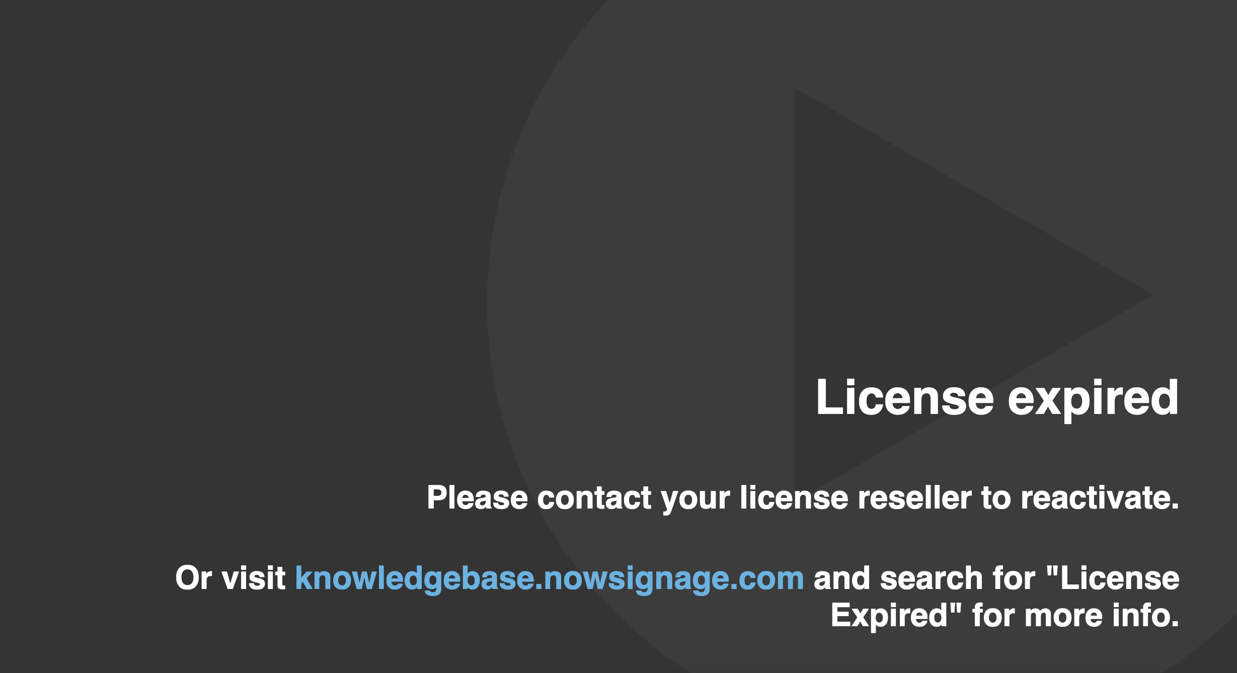 Error Message: The license for this screen has expired